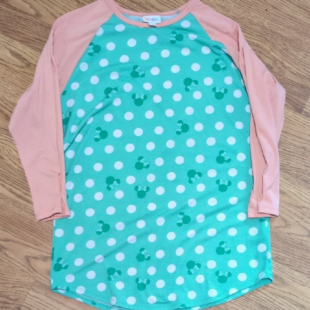 Disney Minnie Mouse LuLaRoe Mint and Peach Polka Dot Top